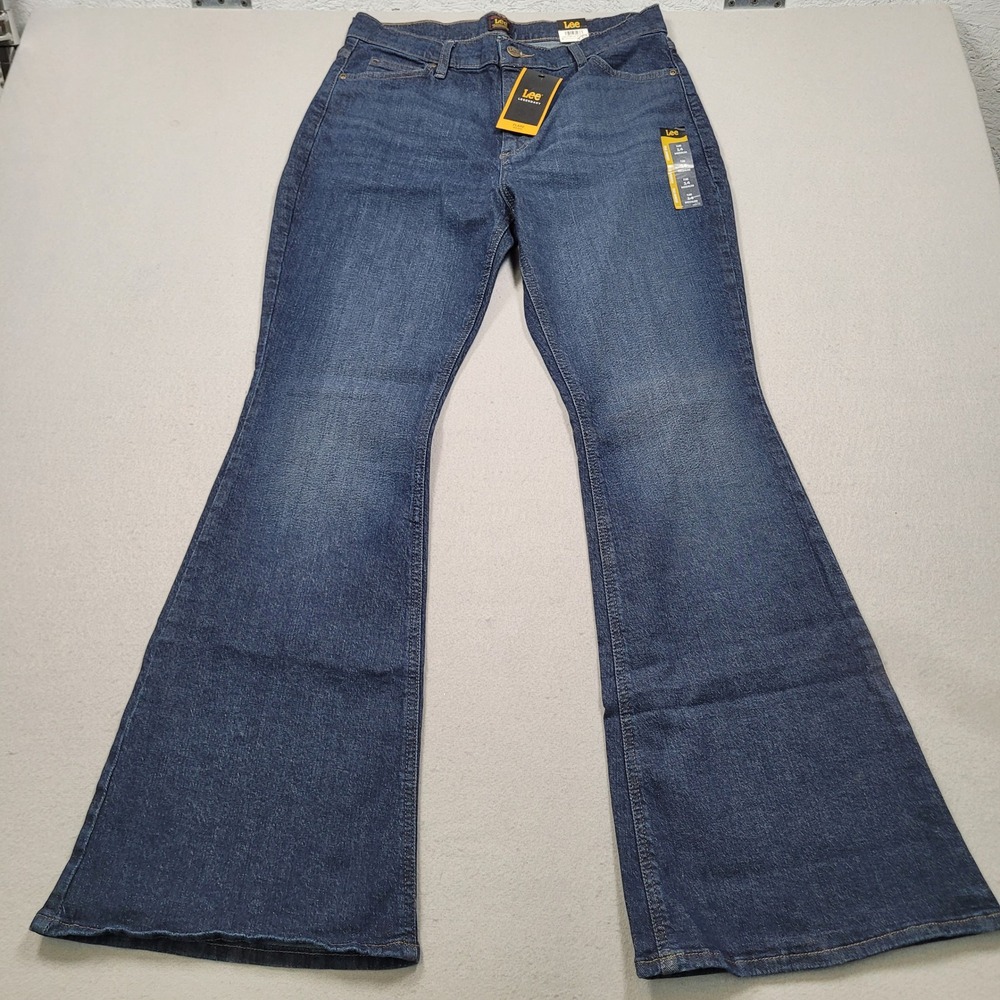 Lee Legendary Style Flare Jeans Women 14 Medium Blue Denim High Rise 112339762